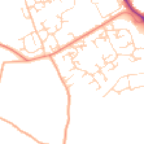 Daytime road noise heatmap for RG26 3UH