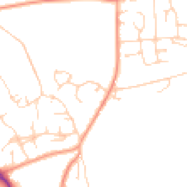 Daytime road noise heatmap for RG26 3UZ