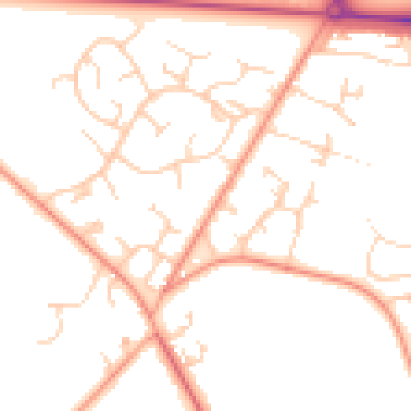 Daytime road noise heatmap for RG26 5GZ