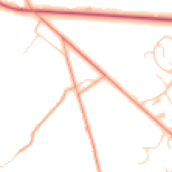 Daytime road noise heatmap for RG26 5JP