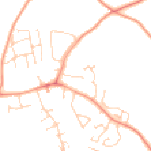 Daytime road noise heatmap for RG26 5QQ