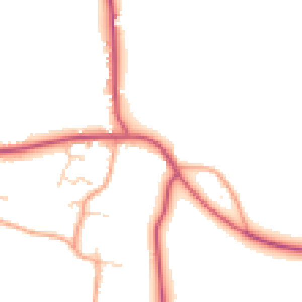Daytime road noise heatmap for RG27 0NS