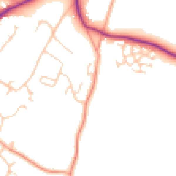 Daytime road noise heatmap for RG27 8DY