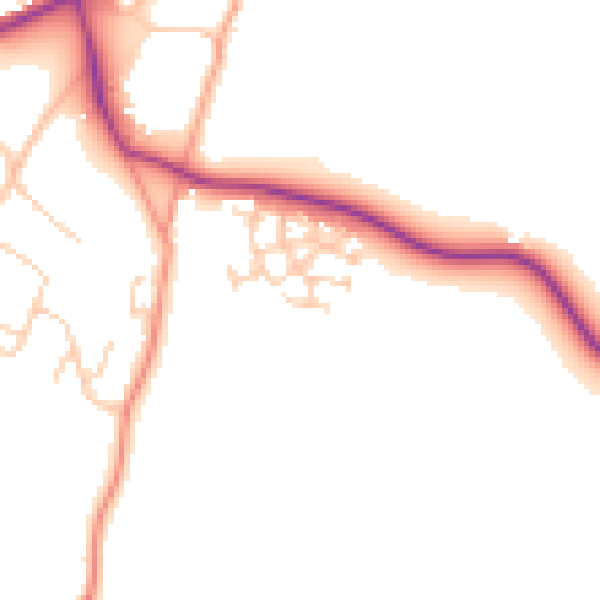 Daytime road noise heatmap for RG27 8FB