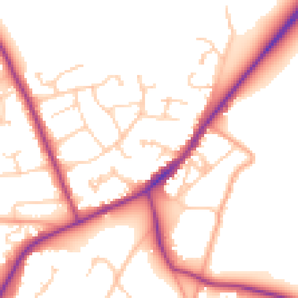 Daytime road noise heatmap for RG27 8NJ