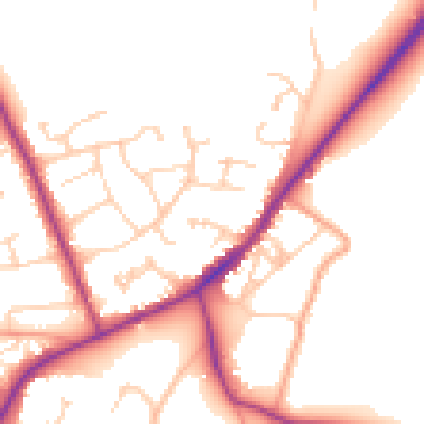 Daytime road noise heatmap for RG27 8NP