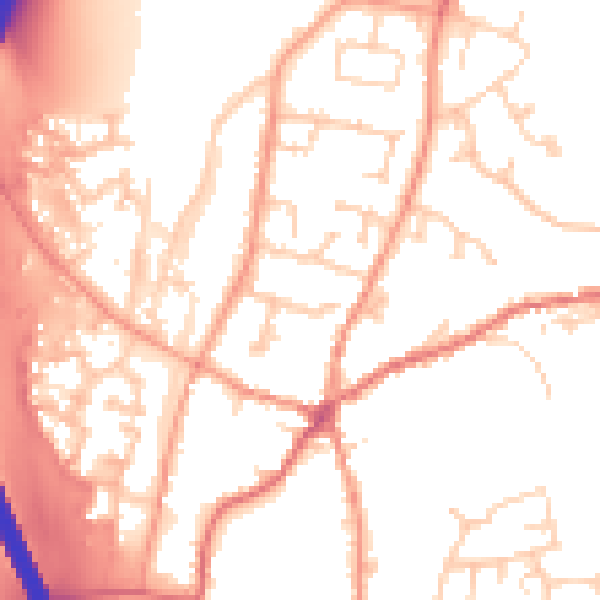 Daytime road noise heatmap for RG28 7DA