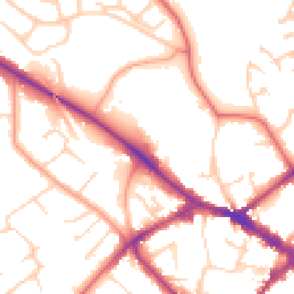 Daytime road noise heatmap for RG41 1AA