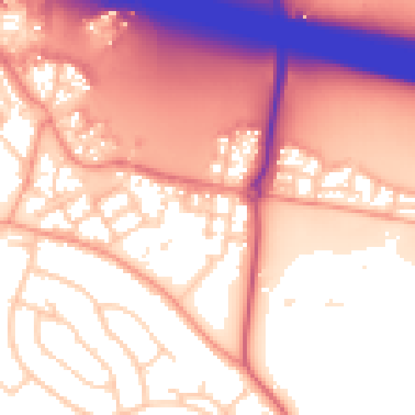Daytime road noise heatmap for RG41 1BS