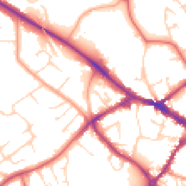 Daytime road noise heatmap for RG41 2AG