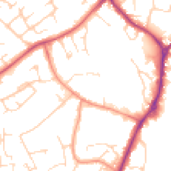 Daytime road noise heatmap for RG41 2AW