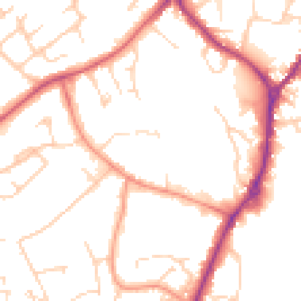 Daytime road noise heatmap for RG41 2AZ