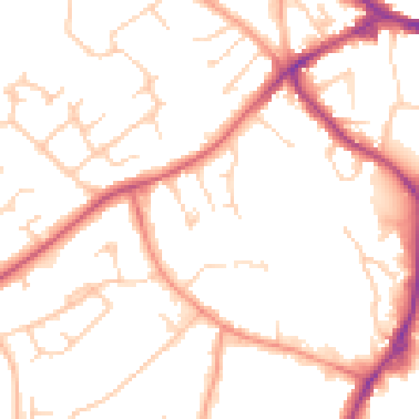 Daytime road noise heatmap for RG41 2QD