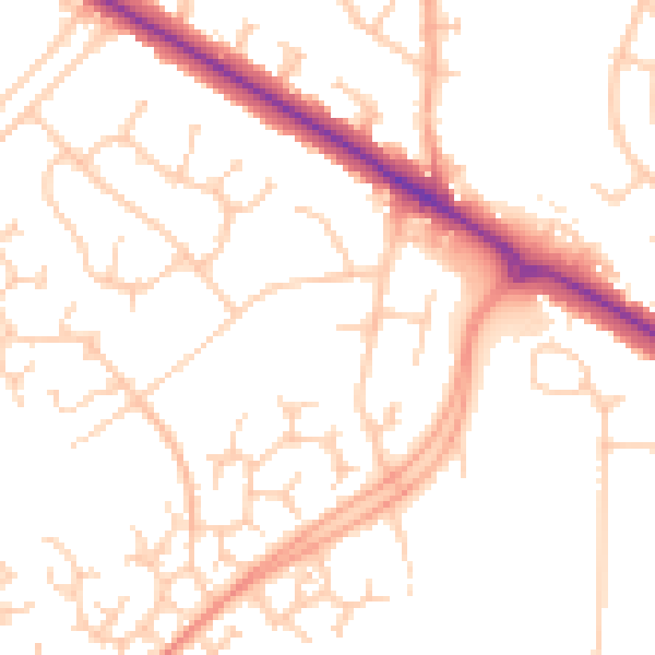 Daytime road noise heatmap for RG41 3HS