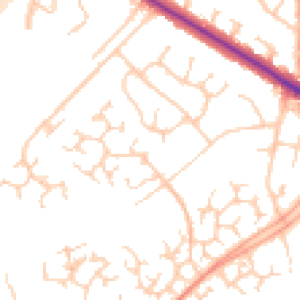 Daytime road noise heatmap for RG41 3UH