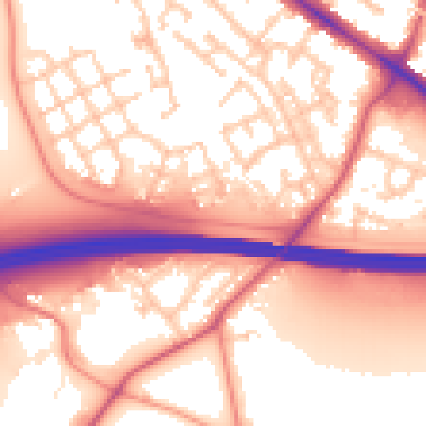 Daytime road noise heatmap for RG41 5TA