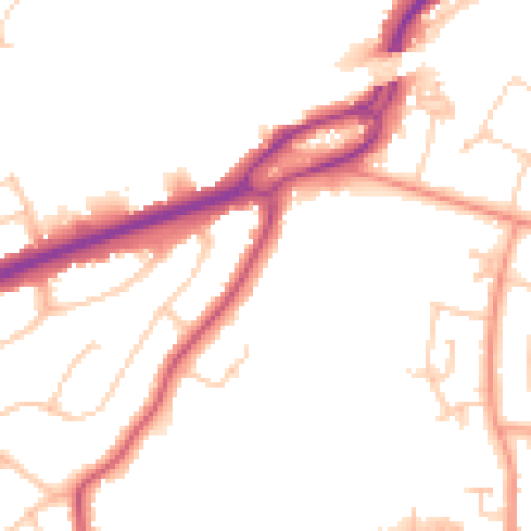 Daytime road noise heatmap for RG6 1BU