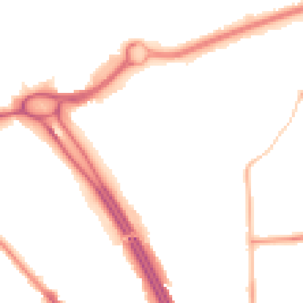 Night-time road noise heatmap for RG6 1EJ