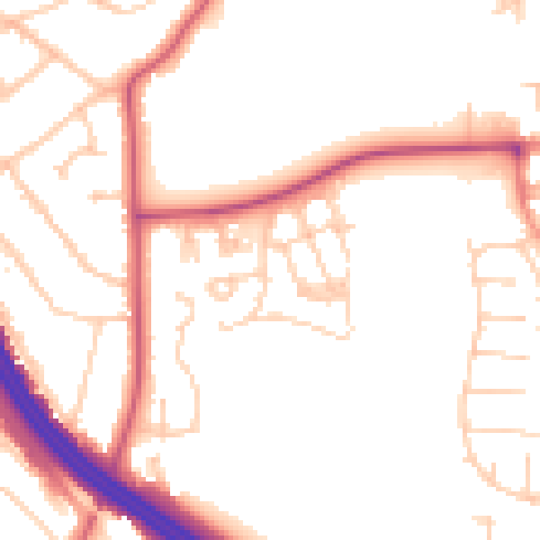 Daytime road noise heatmap for RG6 1FP