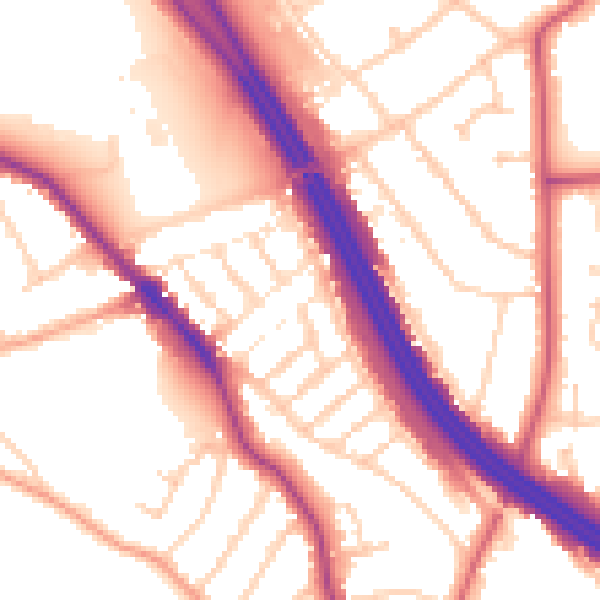 Daytime road noise heatmap for RG6 1PX