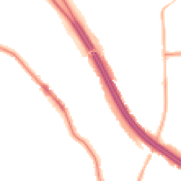 Night-time road noise heatmap for RG6 1PX