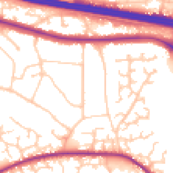 Daytime road noise heatmap for RG6 7EX