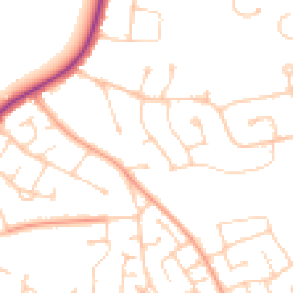 Daytime road noise heatmap for RG6 7PL