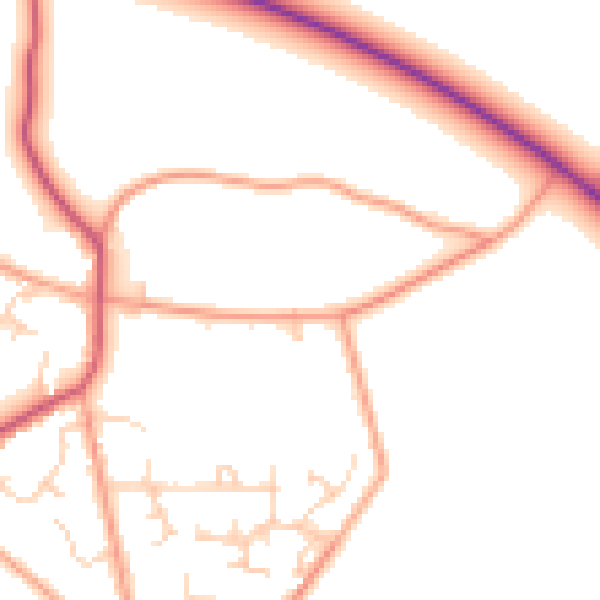 Daytime road noise heatmap for RG8 0QX
