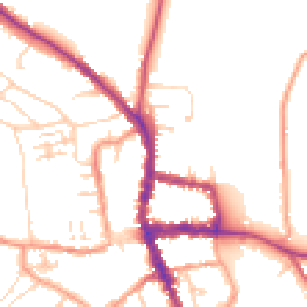 Daytime road noise heatmap for RG9 2BN