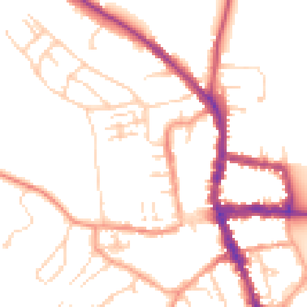 Daytime road noise heatmap for RG9 2DP