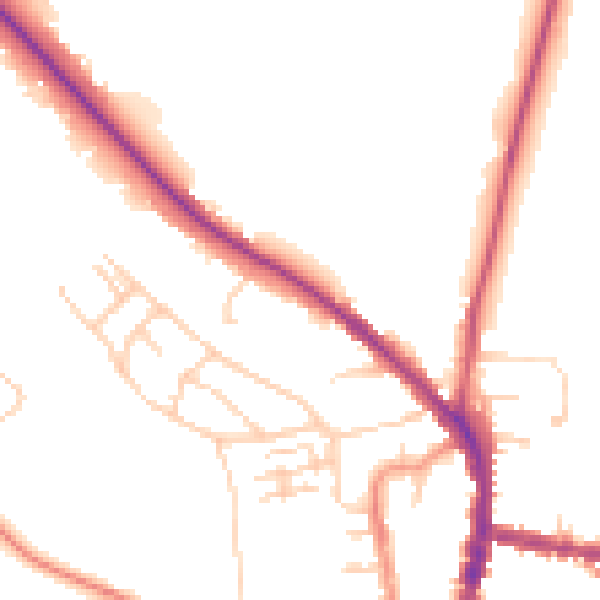 Daytime road noise heatmap for RG9 2JP