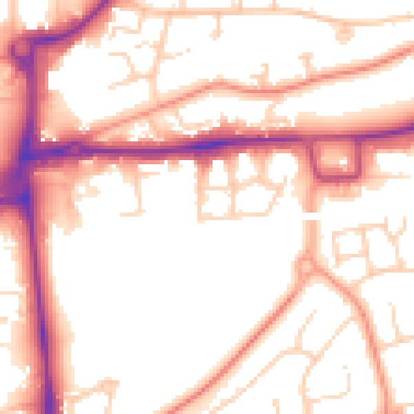 Daytime road noise heatmap for RH10 1AP