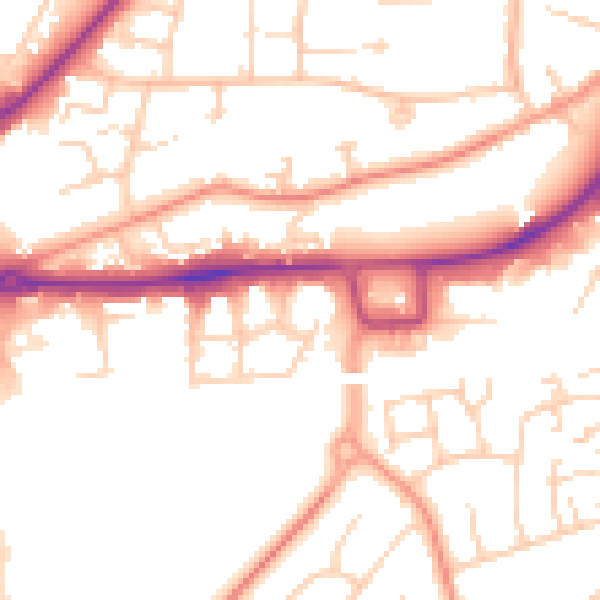 Daytime road noise heatmap for RH10 1AW