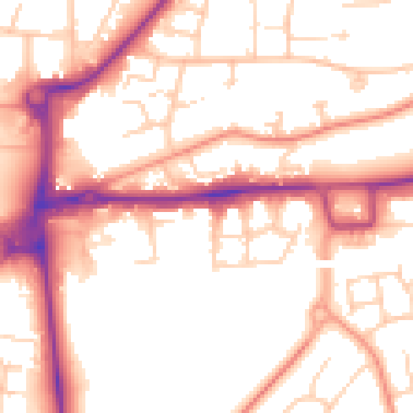 Daytime road noise heatmap for RH10 1AY