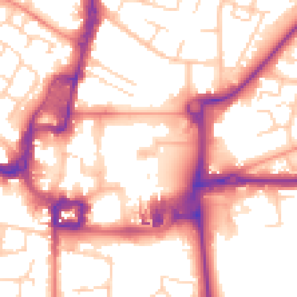 Daytime road noise heatmap for RH10 1EJ