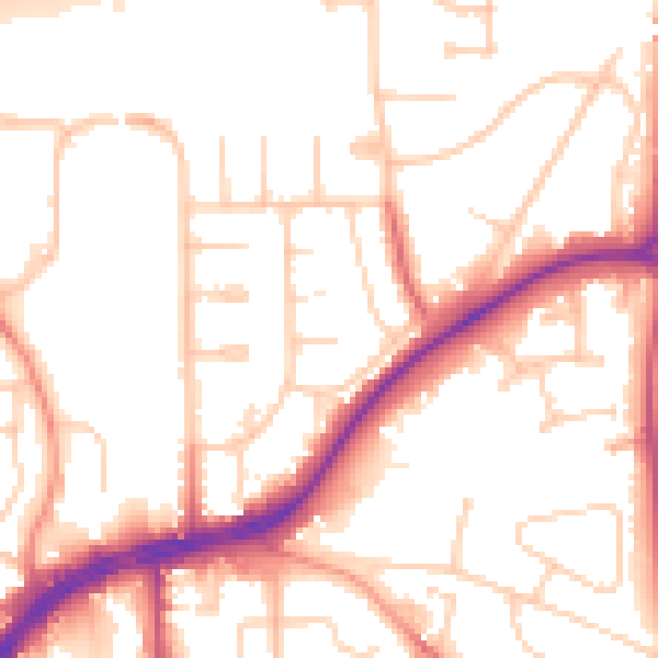 Daytime road noise heatmap for RH10 3BY