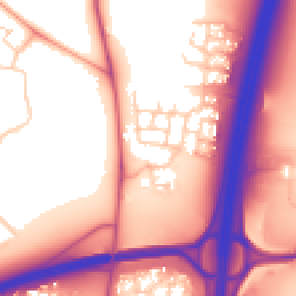Daytime road noise heatmap for RH10 3GN