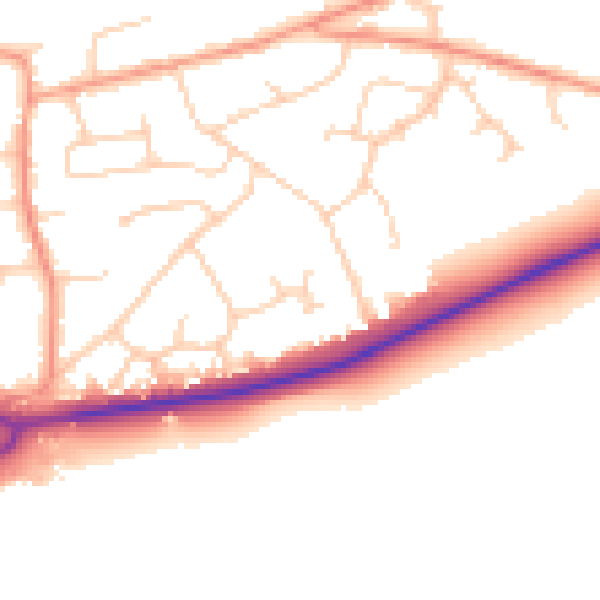Daytime road noise heatmap for RH10 3QB