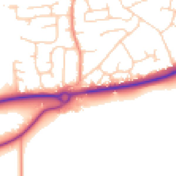 Daytime road noise heatmap for RH10 3QH