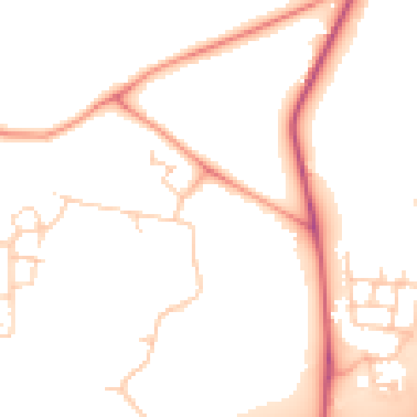 Daytime road noise heatmap for RH10 3ZN
