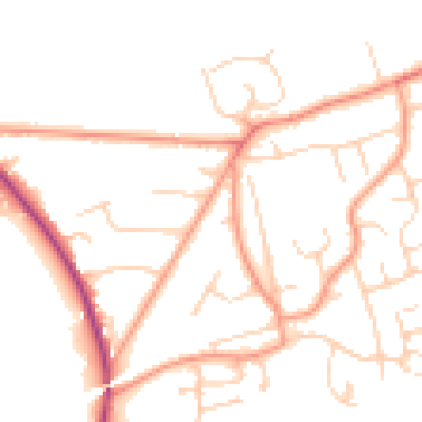 Daytime road noise heatmap for RH10 4JF