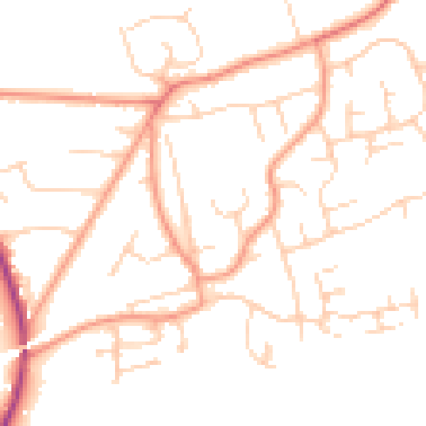 Daytime road noise heatmap for RH10 4LT
