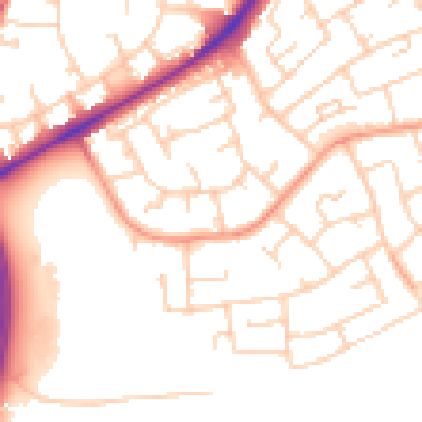 Daytime road noise heatmap for RH10 5AJ
