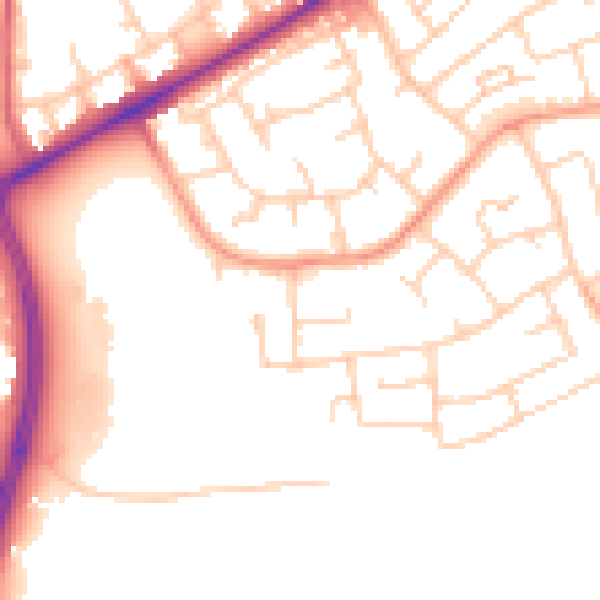 Daytime road noise heatmap for RH10 5EZ
