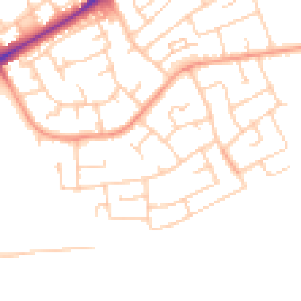 Daytime road noise heatmap for RH10 5JU