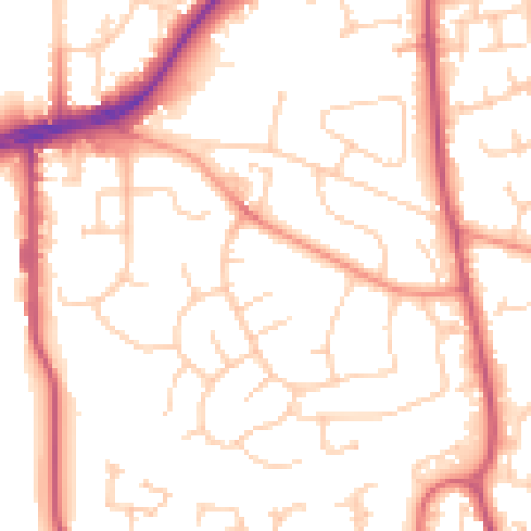 Daytime road noise heatmap for RH10 7DL