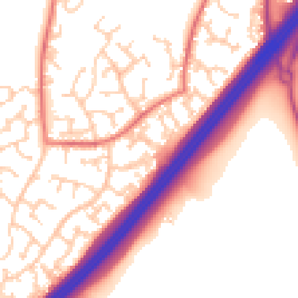 Daytime road noise heatmap for RH10 7LE