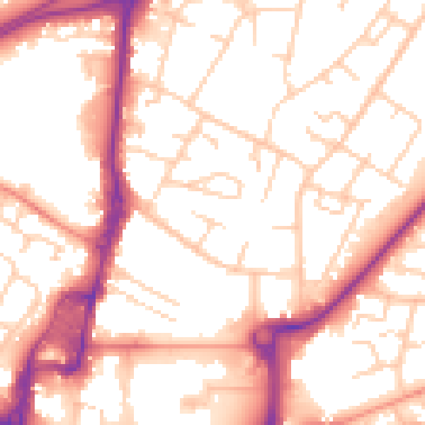 Daytime road noise heatmap for RH10 8BJ