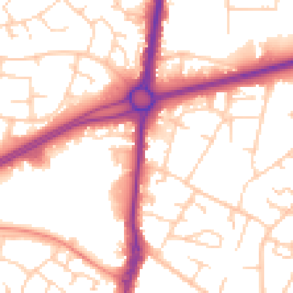 Daytime road noise heatmap for RH10 8DW