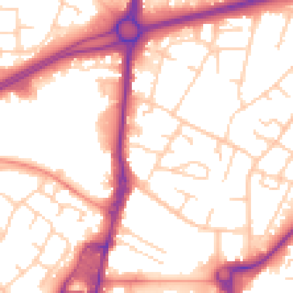 Daytime road noise heatmap for RH10 8HB